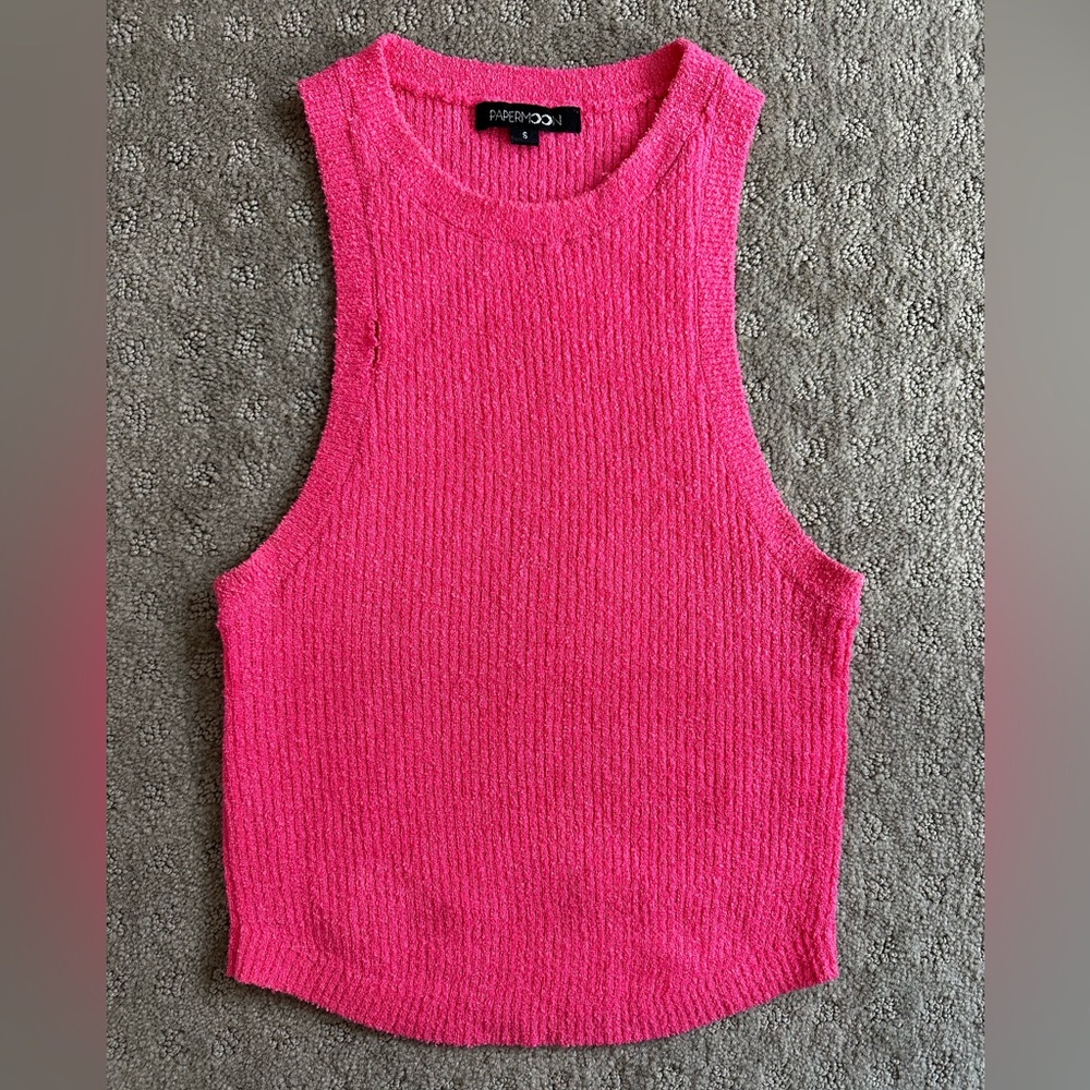 Hot Pink Papermon Knit Tank - S